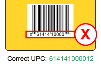 lỗi mã vạch UPC - Số sai