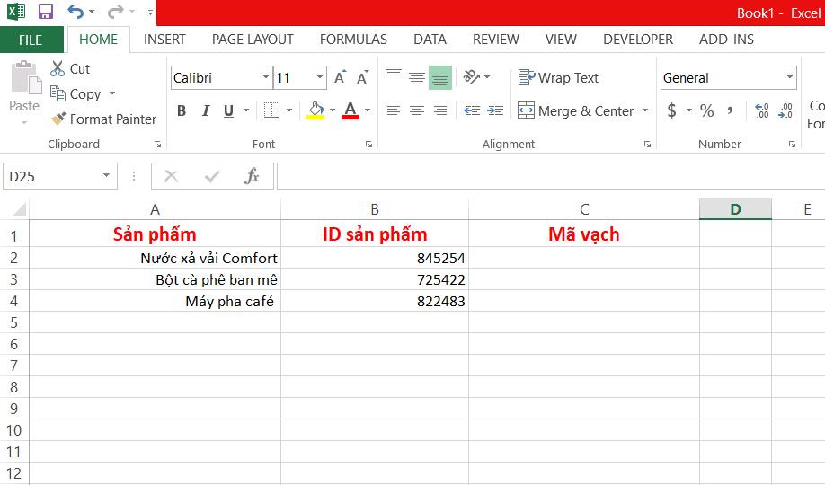Làm ra mã vạch bằng Microsoft Excel - Bước 4