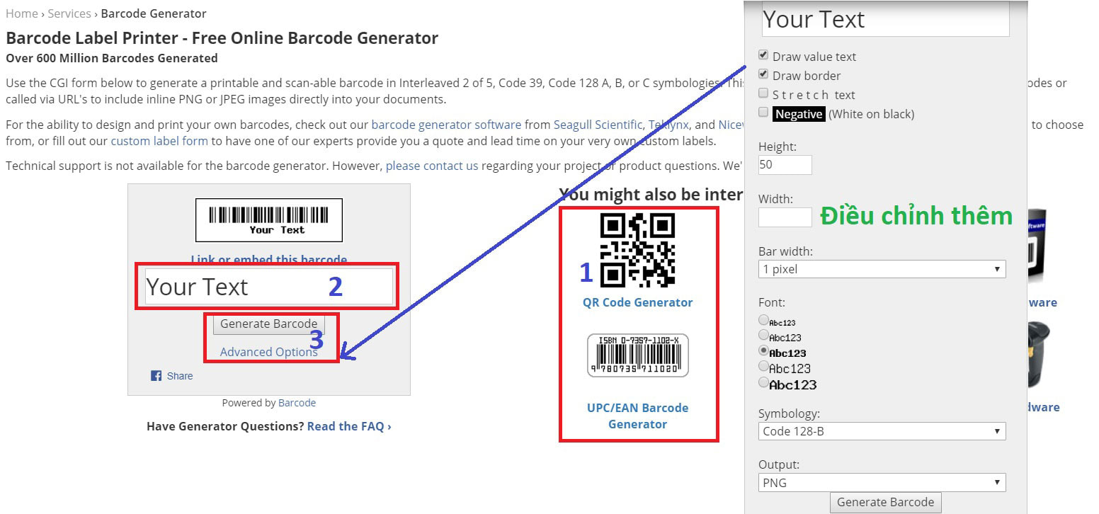 Tạo mã vạch online - BarcodeInc