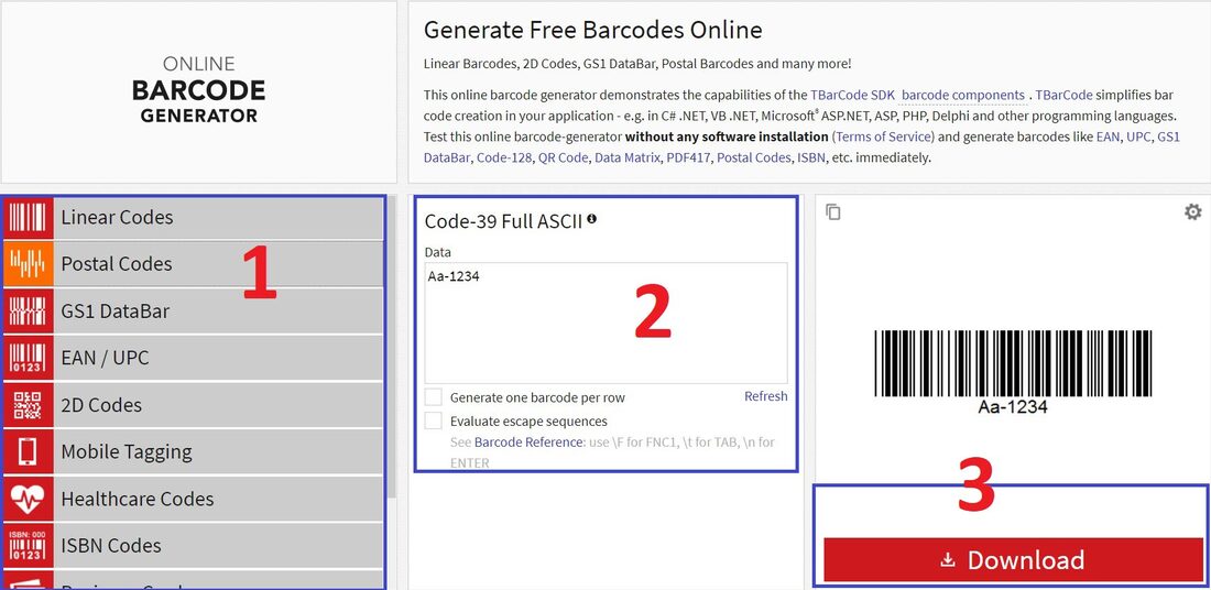 Tạo mã vạch online - Barcode Tec-it